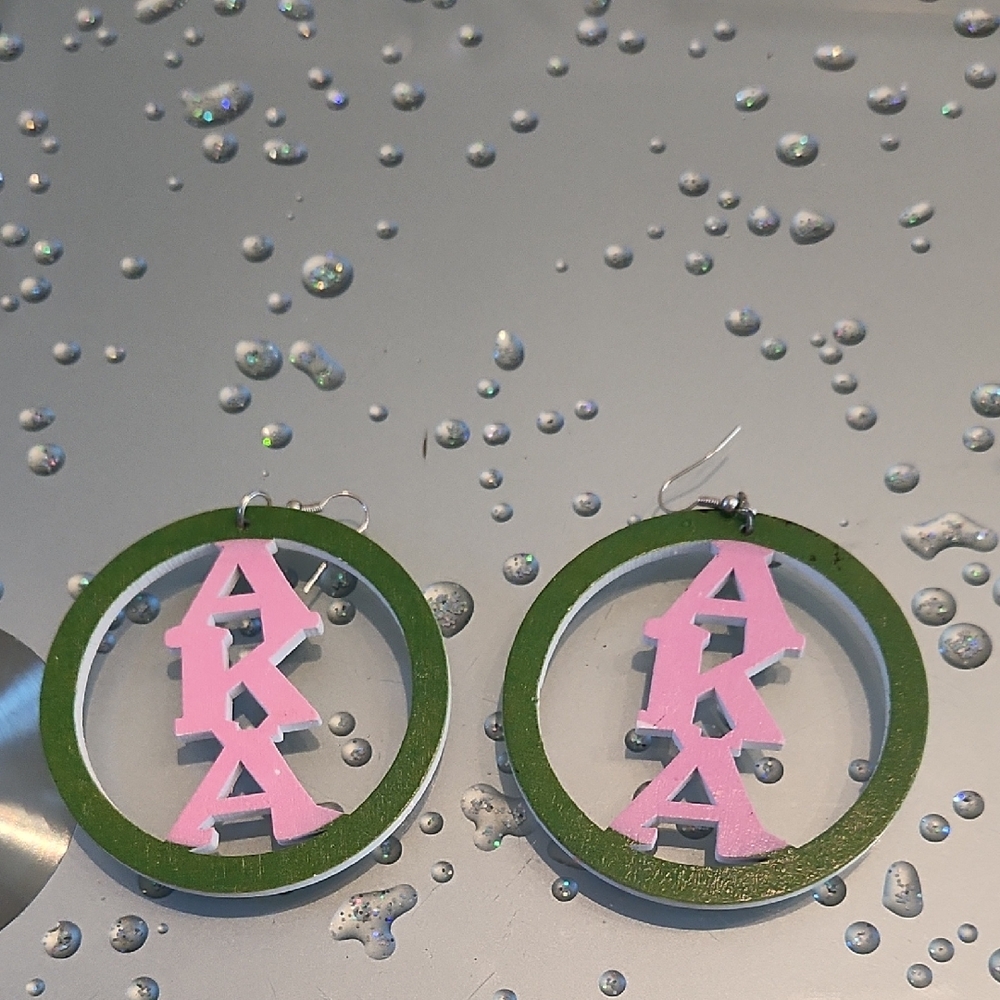 AKA  Green and Pink Kids Earrings